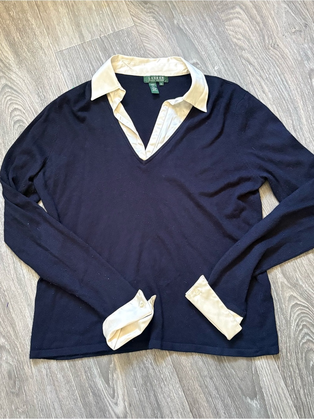VTG Lauren Ralph Lauren cashmere silk collared layered sweater
